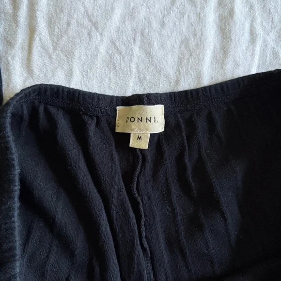 DONNI Pointelle Simple Crop Pant in Jet - Picture 5 of 5